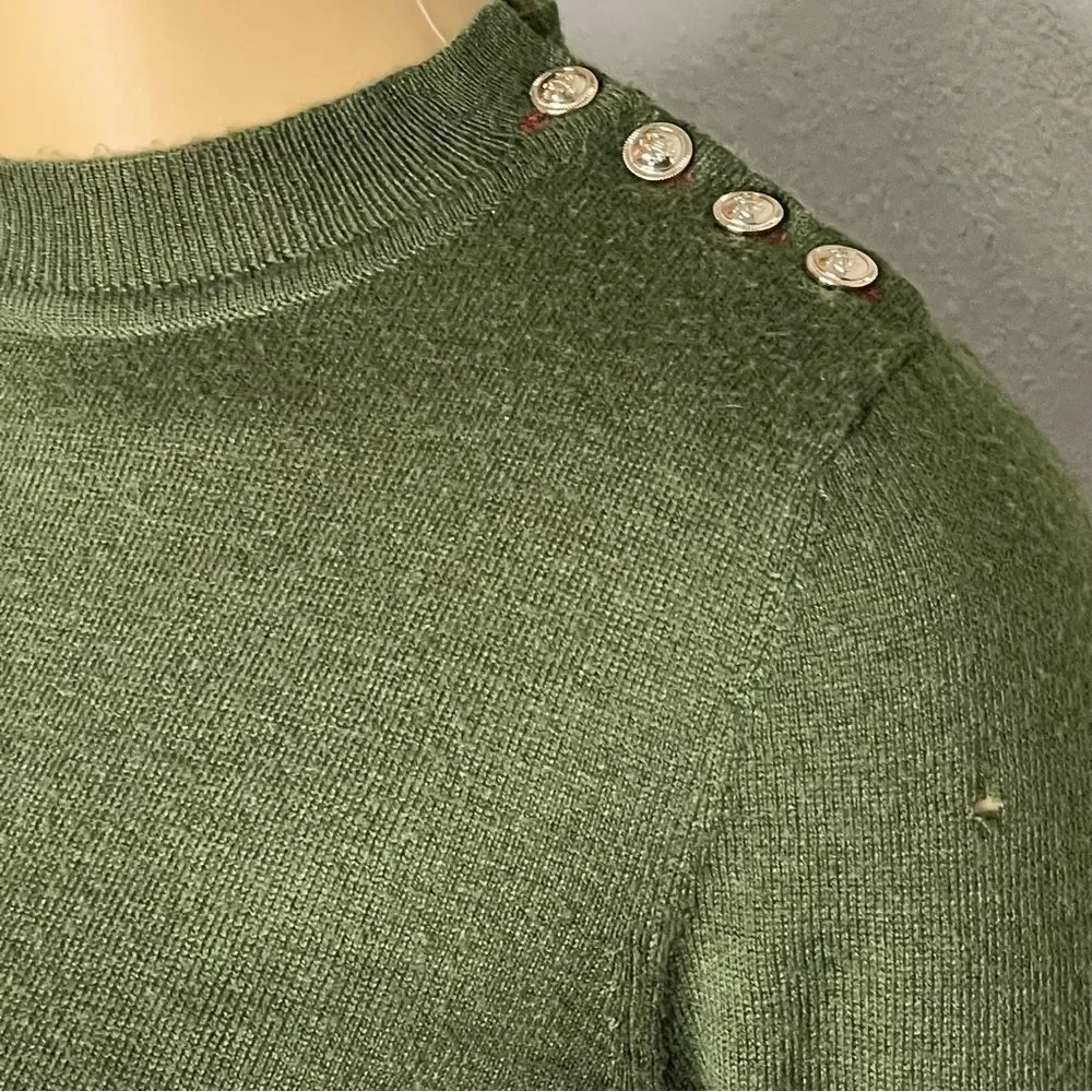 Zara Striped Lightweight Long Sleeve Sweater Green and White Size Small